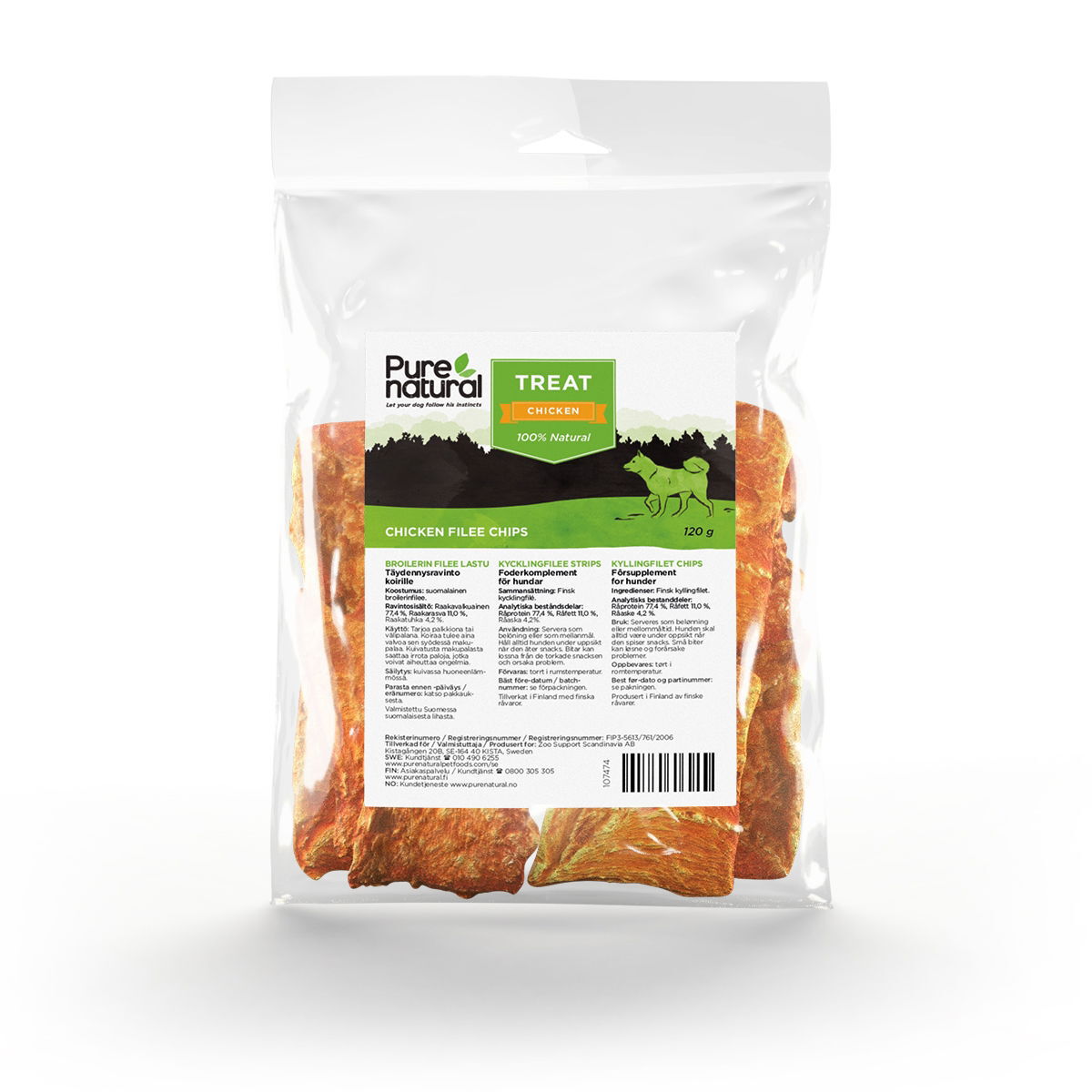 Purenatural Broilerin filee lastu koiralle 120 g