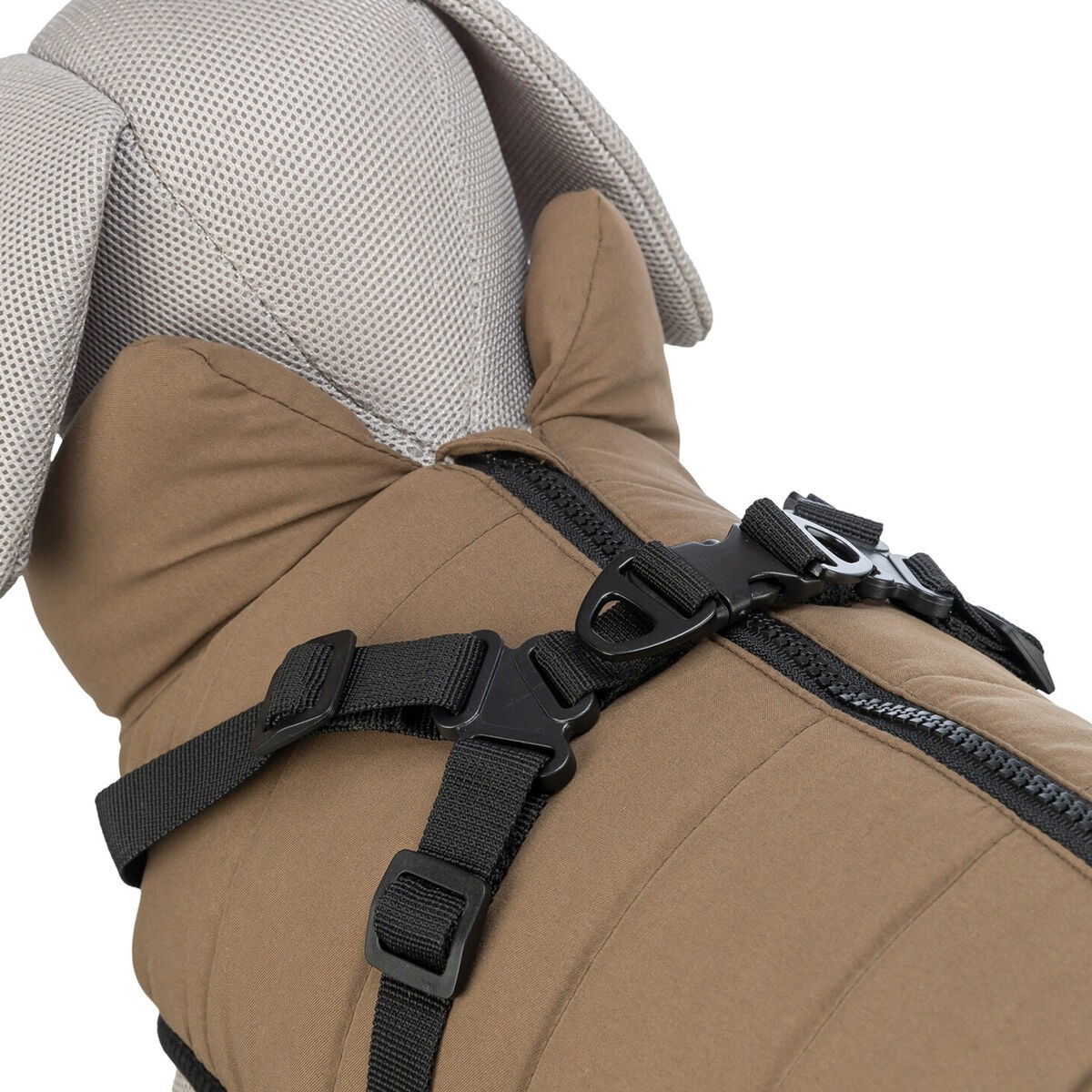 Trixie Pirou Teddy coat with harness, sand