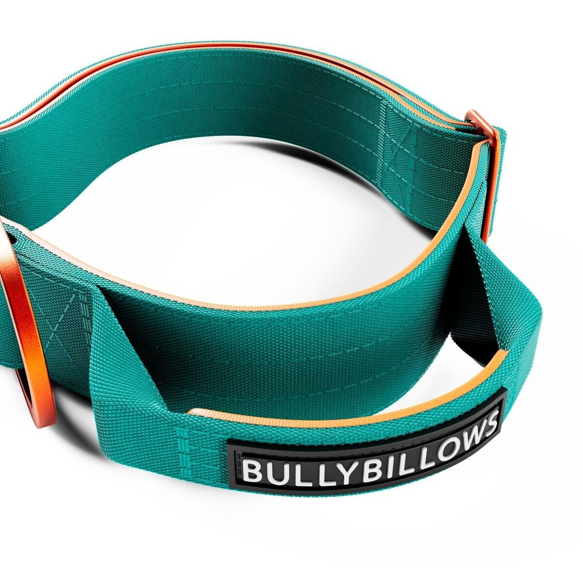 BullyBillows Combat Collar With Handle Turquoise & Orange 4cm