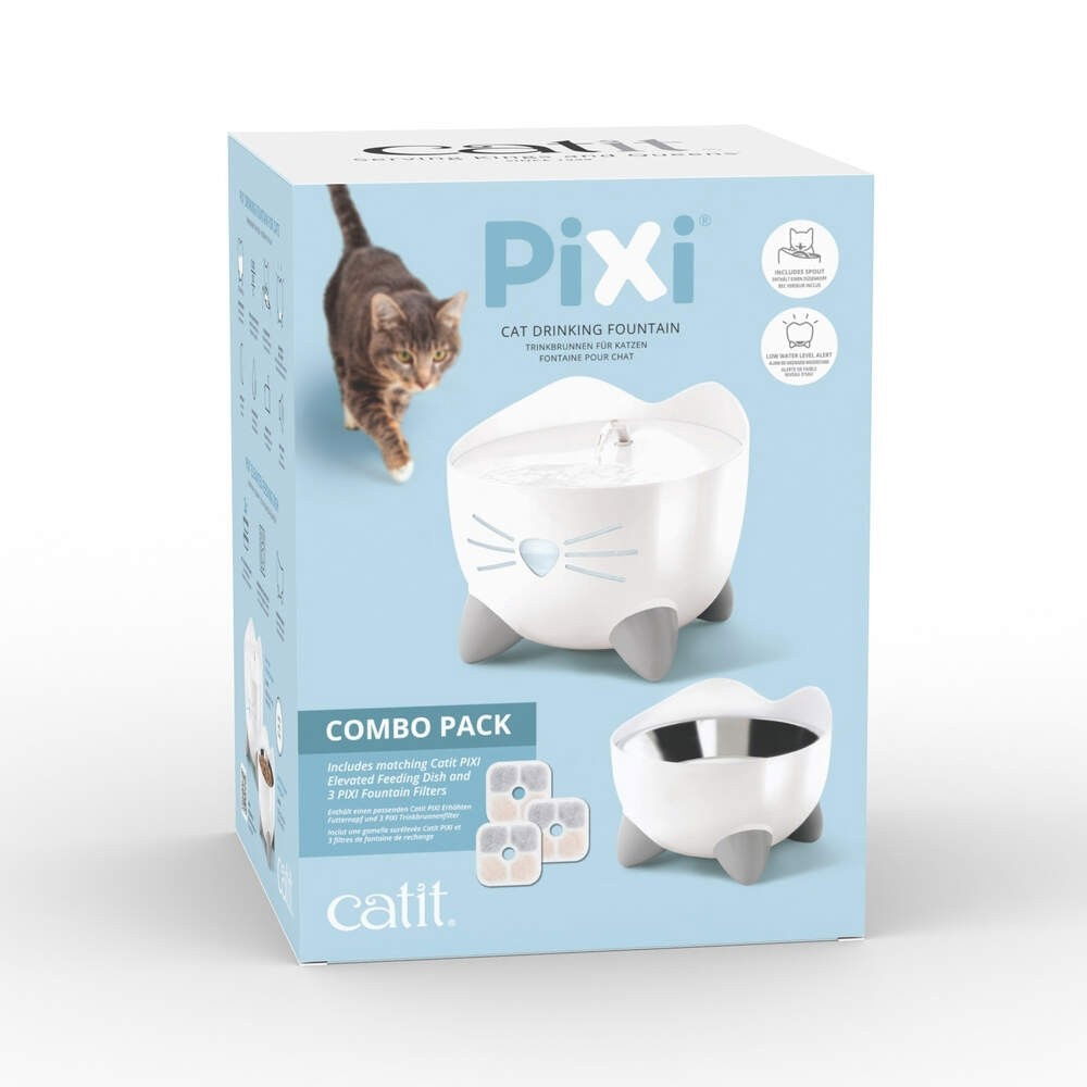 Catit Pixi Combo kit juomalähde & korotettu kuppi valkoinen