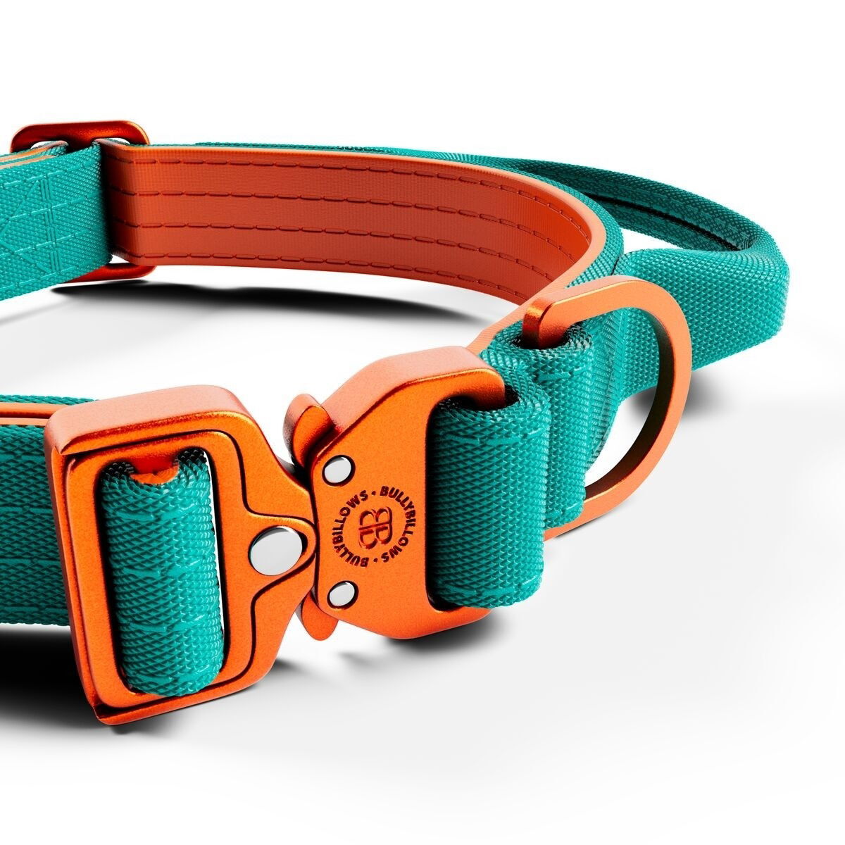 BullyBillows Combat Collar With Handle Turquoise & Orange 2,5cm