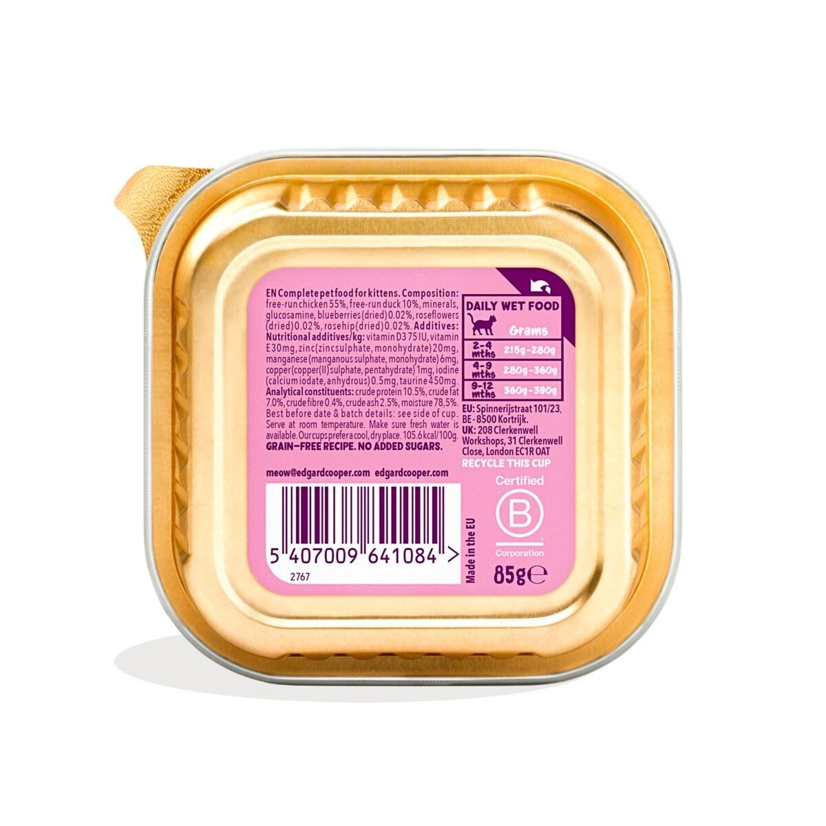 E&G Cat Kitten paté Duck/Chicken 85g