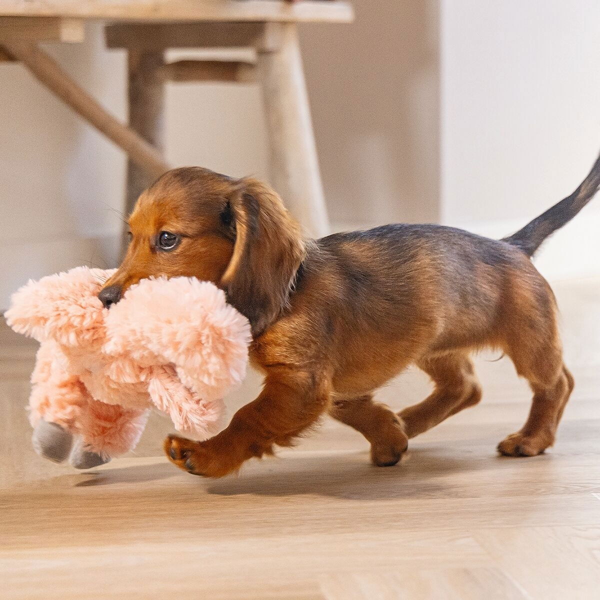 Beeztees puppy cuddle toy flamingo